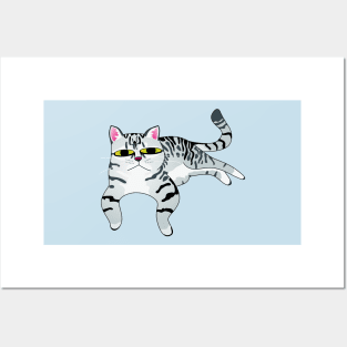 Relaxed Grey Tabby Cat Posters and Art